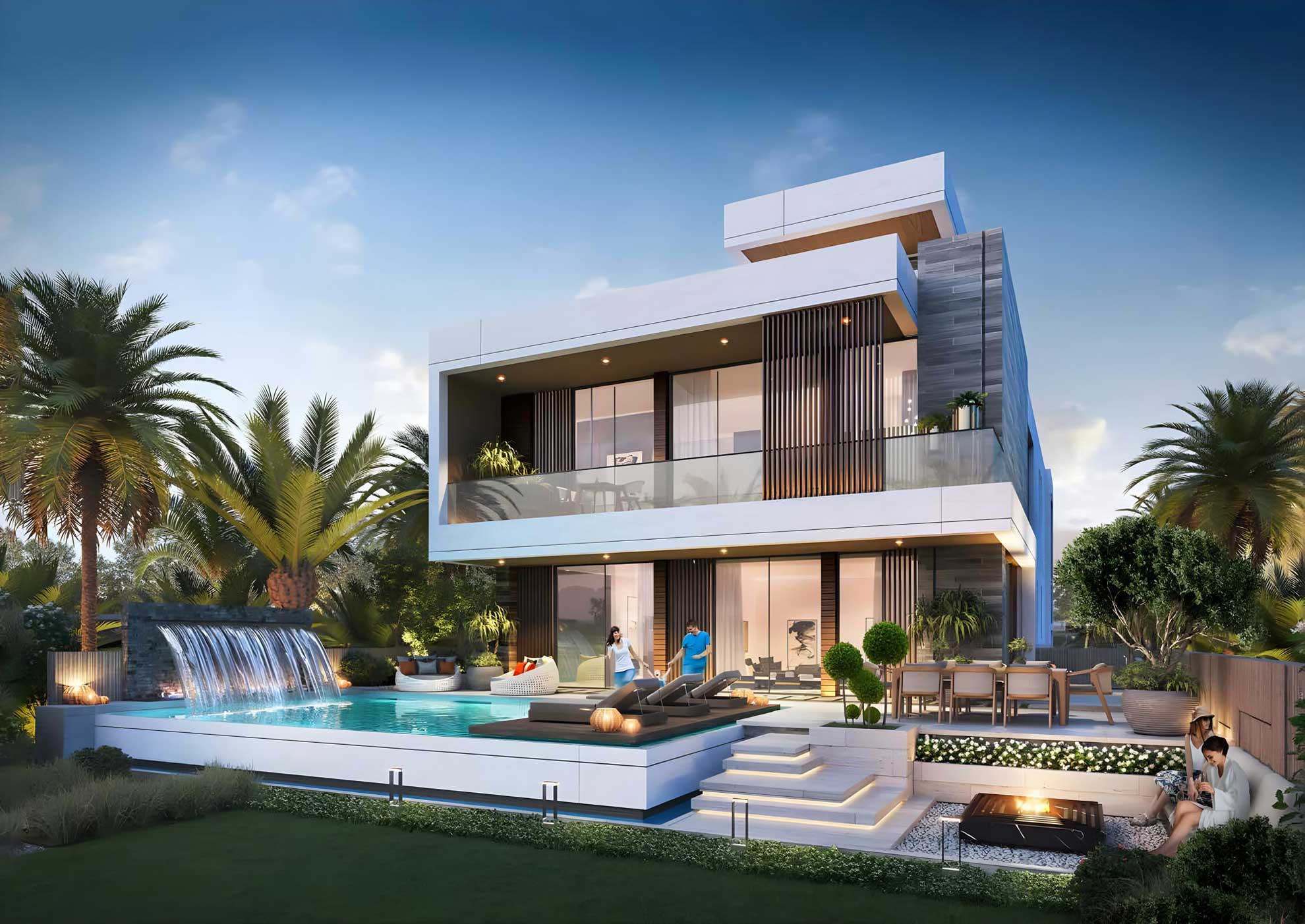 مشروع داماك آيلاند 2 في دبي بإطلالات بحرية مباشرة وتصميم معماري فاخر (Damac Island 2 in Dubai featuring direct sea views and luxurious modern architecture).
